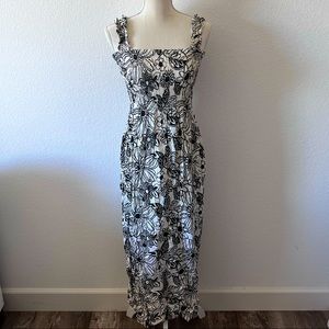 Floral Black and White Maxi Dress
